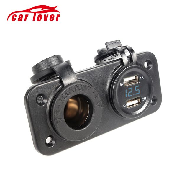 waterproof dual usb plug electronic charger adapter + cigarette lighter socket port spliter + green blue led digital voltmeter
waterproof dual usb plug electronic charger adapter + cigarette lighter socket port spliter + green blue led digital voltmeter