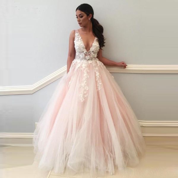 3d floral appliques long prom dresses deep v-neck princess formal dress floor length open back tulle evening party dress, Black
3d floral appliques long prom dresses deep v-neck princess formal dress floor length open back tulle evening party dress, Black