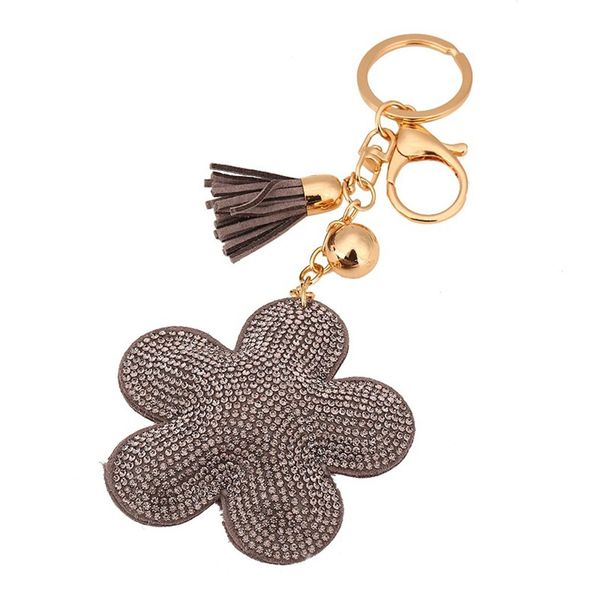 flower studded leather tassel keychain phone bag pendant, Silver
flower studded leather tassel keychain phone bag pendant, Silver