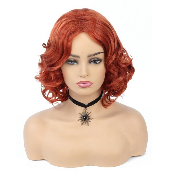 short wig wave synthetic wig for women dark orange color african american heat resistant fiber, Black
short wig wave synthetic wig for women dark orange color african american heat resistant fiber, Black