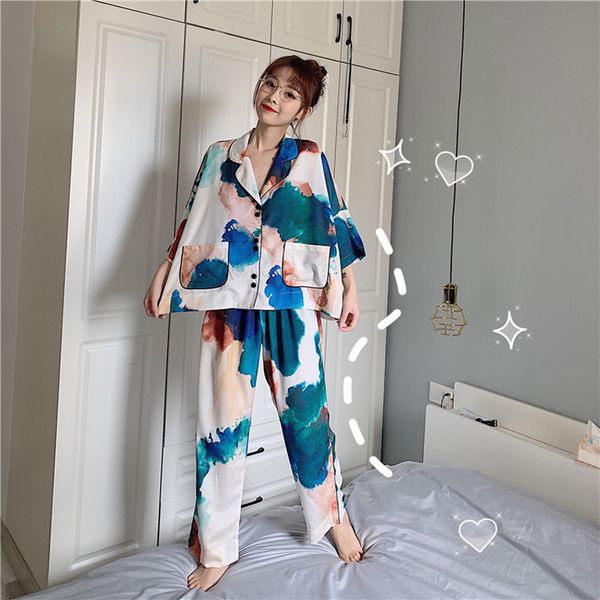 pajamas women summer and autumn tie-dye pajamas thin two-piece short sleeve trousers home service suit sleepwear female tide, Black;red
pajamas women summer and autumn tie-dye pajamas thin two-piece short sleeve trousers home service suit sleepwear female tide, Black;red