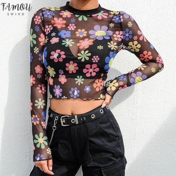 new arrival spring fashion women black o neck sheer see through colorful flower print long sleeve crop short t shirt, White
new arrival spring fashion women black o neck sheer see through colorful flower print long sleeve crop short t shirt, White