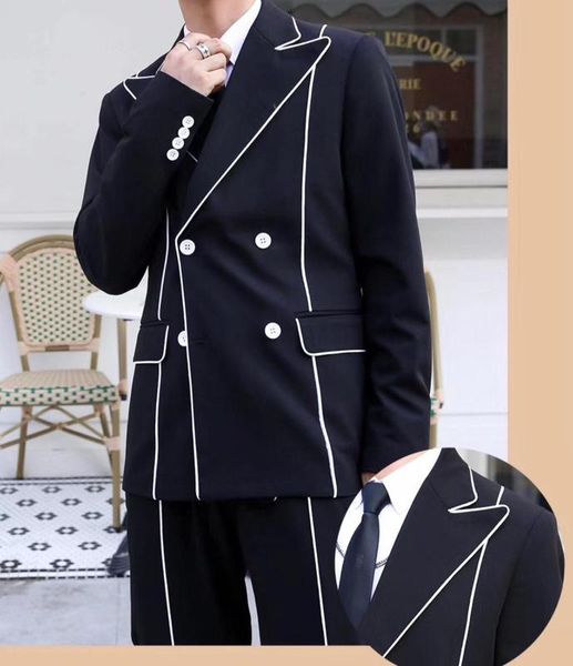 2020 new black slim men suits for wedding white edge bridegroom tuxedo double breasted men suit slim fit blazer man jacket, Gray
2020 new black slim men suits for wedding white edge bridegroom tuxedo double breasted men suit slim fit blazer man jacket, Gray
