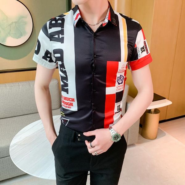 stylish shirt for men short sleeve shirt mode chemise homme 2020 trend printing short sleeve personality british men, White;black
stylish shirt for men short sleeve shirt mode chemise homme 2020 trend printing short sleeve personality british men, White;black