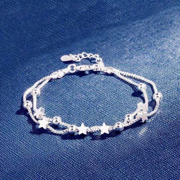 npkds double star bead bracelet women fashion silver jewelry girl fresh and elegant spring buckle bracelet, Black
npkds double star bead bracelet women fashion silver jewelry girl fresh and elegant spring buckle bracelet, Black
