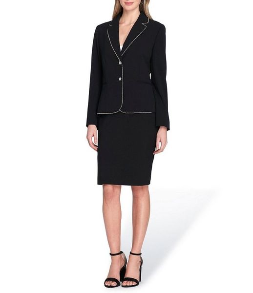 work dresses women's skirt black stripe hem suits minimalist office lady custom made 2 piece jacketskirt, White;black
work dresses women's skirt black stripe hem suits minimalist office lady custom made 2 piece jacketskirt, White;black