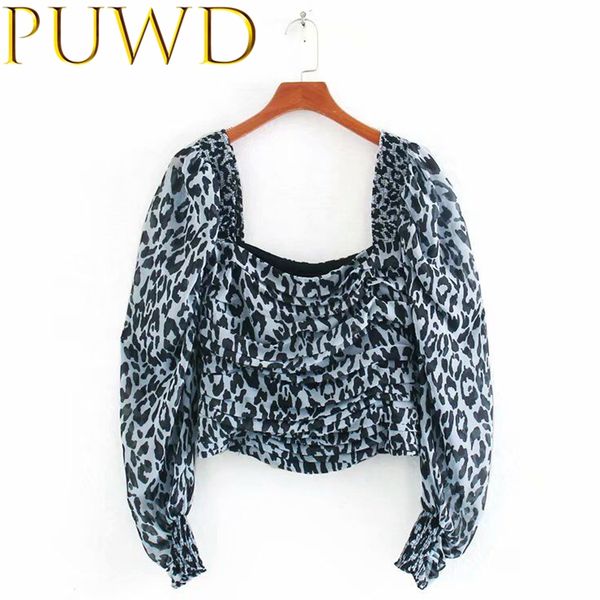 women's blouses & shirts puwd 2021 spring long sleeve square collar shirt fashion short lantern leopard print top, White
women's blouses & shirts puwd 2021 spring long sleeve square collar shirt fashion short lantern leopard print top, White