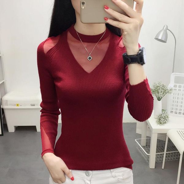 women's slim lace patchwork bottoming sweater wild long sleeve round neck pullover sweater knit spring and autumn, White;black
women's slim lace patchwork bottoming sweater wild long sleeve round neck pullover sweater knit spring and autumn, White;black