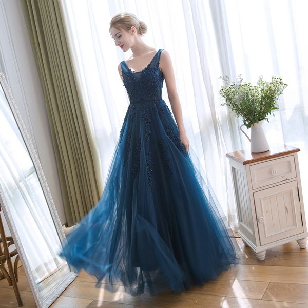 backless navy blue prom dresses long pleats tulle with floral applique shining beads long evening gowns royal blue/burgundy, Black
backless navy blue prom dresses long pleats tulle with floral applique shining beads long evening gowns royal blue/burgundy, Black