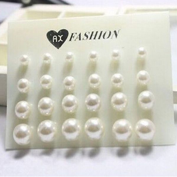 12 pairs/set white simulated pearl stud earrings set for women jewelry accessories piercing ball earrings kit bijouteria brincos pearl stud, Golden;silver
12 pairs/set white simulated pearl stud earrings set for women jewelry accessories piercing ball earrings kit bijouteria brincos pearl stud, Golden;silver
