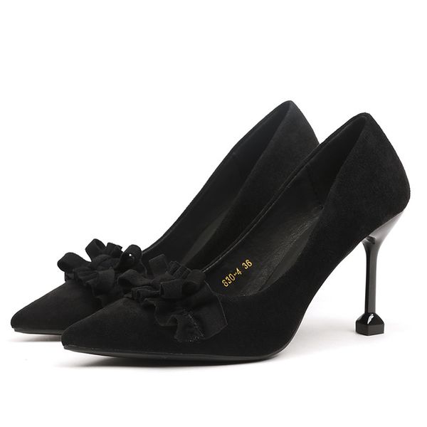 2019 spring new fashion wild shallow mouth single shoes bow suede pointed stiletto heels female cat shoes, Black
2019 spring new fashion wild shallow mouth single shoes bow suede pointed stiletto heels female cat shoes, Black