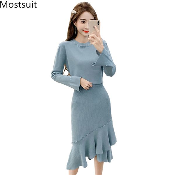 knitted beading two piece sets outfits women flare sleeve and ruffles skirt suits slim elegant fashion korean 2 pcs sets, White
knitted beading two piece sets outfits women flare sleeve and ruffles skirt suits slim elegant fashion korean 2 pcs sets, White