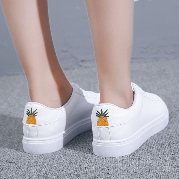 women sneakers pu leather lace up shoes pineapple embroidery casual shoes woman white platform sneakers breathable 6782, Black
women sneakers pu leather lace up shoes pineapple embroidery casual shoes woman white platform sneakers breathable 6782, Black