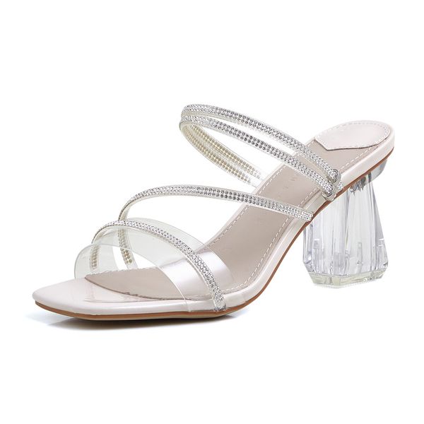 women pumps transparent high heels slippers elegant square toe crystal sun beach rhinestones party shoes for lady, Black
women pumps transparent high heels slippers elegant square toe crystal sun beach rhinestones party shoes for lady, Black