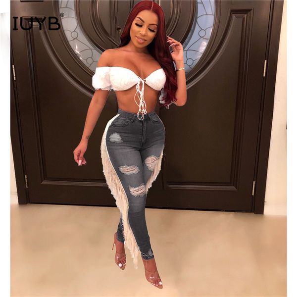 iuyb 2020 casual tassel jeans for women high waist ripped hole denim pants age reduction vintage long denim pant, Blue
iuyb 2020 casual tassel jeans for women high waist ripped hole denim pants age reduction vintage long denim pant, Blue