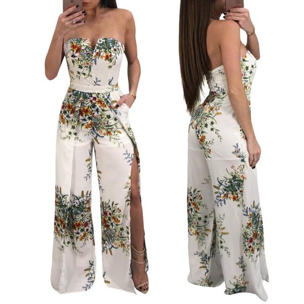 european and american women's wrapped chest sleeveless wide leg jumpsuit, Black;white
european and american women's wrapped chest sleeveless wide leg jumpsuit, Black;white