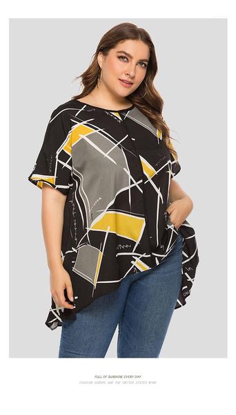 females irregular crew neck short sleeve womens plus size loose tshirts summer designer geometric contrast color print tees, White
females irregular crew neck short sleeve womens plus size loose tshirts summer designer geometric contrast color print tees, White
