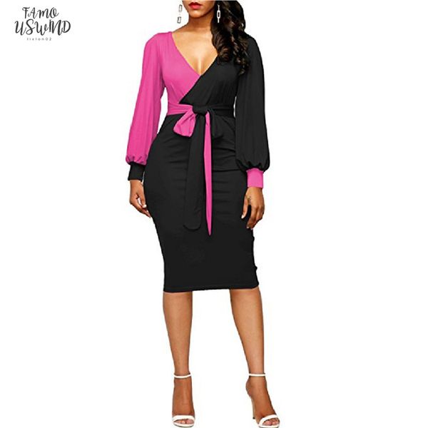 women dress new long puff sleeve bodycon elegant office pencil dress spring knee length patchwork party dresses vestidos, Black;gray
women dress new long puff sleeve bodycon elegant office pencil dress spring knee length patchwork party dresses vestidos, Black;gray