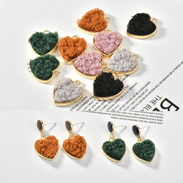 

handmade fashion charms 40pcs/lot color alloy/wool material hearts shape diy jewelry earrings/necklace pendants accessory, Bronze;silver