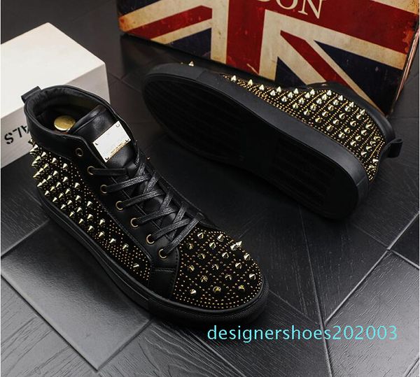 new men luxury rivets sneakers spikes men shoes high punk men casual shoes sheet metal platform shoes ankle 03d, Black
new men luxury rivets sneakers spikes men shoes high punk men casual shoes sheet metal platform shoes ankle 03d, Black