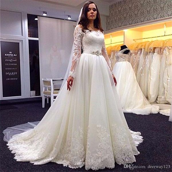 a line scoop appliques white lace bride dress long sleeve lace wedding dresses with beaded sash wedding gowns
a line scoop appliques white lace bride dress long sleeve lace wedding dresses with beaded sash wedding gowns