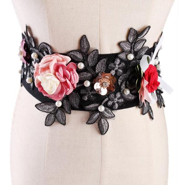 women's runway fashion pearl flower elastic cummerbunds female dress corsets waistband belts bow decoration wide belt r1001, Black;brown
women's runway fashion pearl flower elastic cummerbunds female dress corsets waistband belts bow decoration wide belt r1001, Black;brown