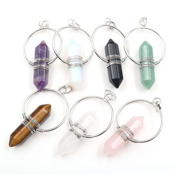 xsm natural stone hexagonal column pendant necklaces silver plated round shape wire wrap crystal quartzs female jewelry 1 pcs
xsm natural stone hexagonal column pendant necklaces silver plated round shape wire wrap crystal quartzs female jewelry 1 pcs