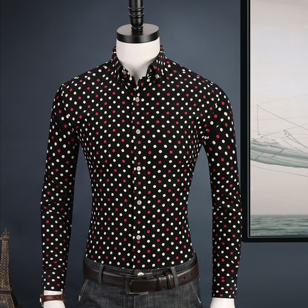 men's casual polka dot print corduroy cotton shirt comfortable standard-fit long sleeve button-down shirts, White;black
men's casual polka dot print corduroy cotton shirt comfortable standard-fit long sleeve button-down shirts, White;black