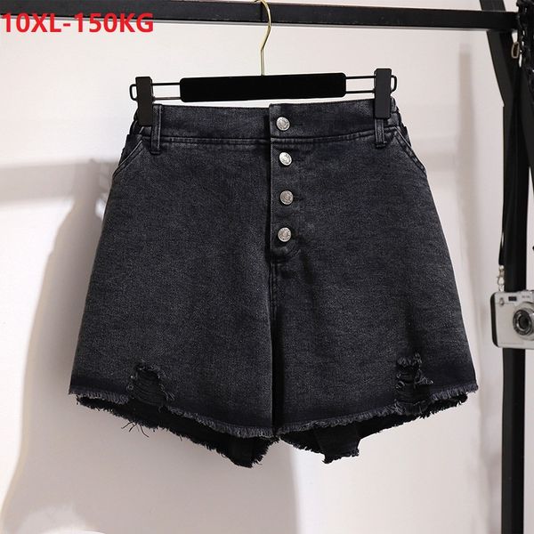 summer women denim shorts plus size korea style jeans button 10xl 8xl hole oversize shorts elasticity black wide leg 60, Blue
summer women denim shorts plus size korea style jeans button 10xl 8xl hole oversize shorts elasticity black wide leg 60, Blue