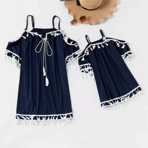 family matching clothes outfit summer mother daughter sleeveless dresses mommy and me look sea tassel dress, Blue
family matching clothes outfit summer mother daughter sleeveless dresses mommy and me look sea tassel dress, Blue