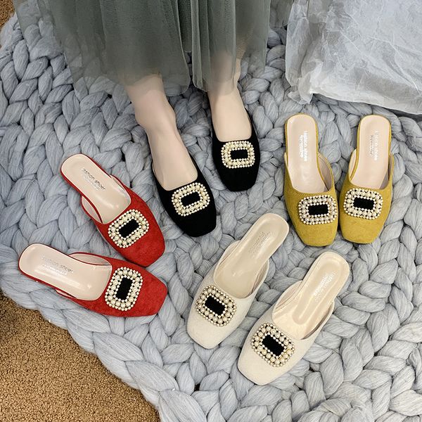 outwear glitter crystal pearl velvet mules slippers women closed toe square buckle slides string bead square toe pantuflas femme, Black
outwear glitter crystal pearl velvet mules slippers women closed toe square buckle slides string bead square toe pantuflas femme, Black