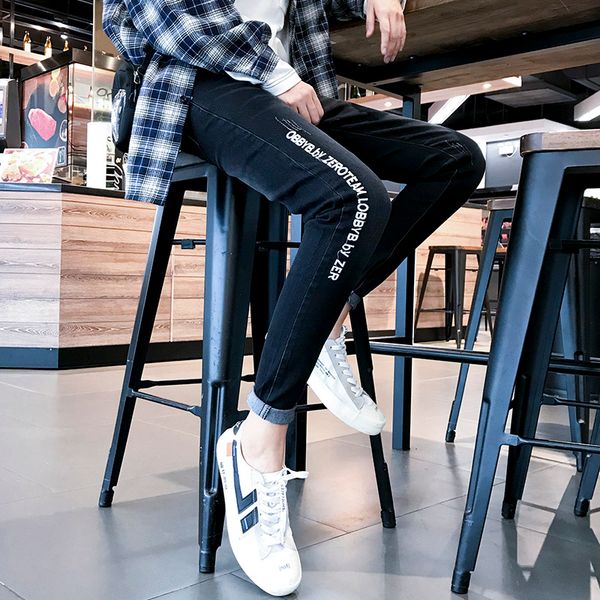 new design pants men's jeans fashion men washed feet shinny denim pants hip hop sportswear elastic waist, Blue
new design pants men's jeans fashion men washed feet shinny denim pants hip hop sportswear elastic waist, Blue