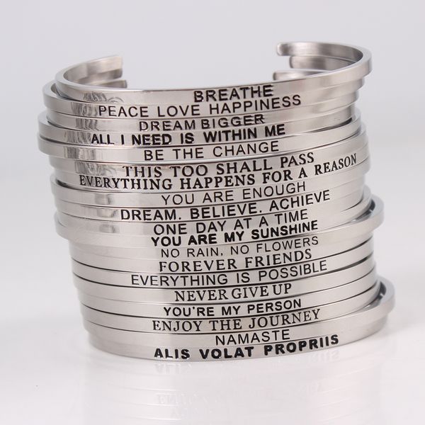 браслет из нержавеющей стали с гравировкой positive вдохновенный цитата handmade манжета mantra браслеты для женщин день рождения выпускной, Black
браслет из нержавеющей стали с гравировкой positive вдохновенный цитата handmade манжета mantra браслеты для женщин день рождения выпускной, Black