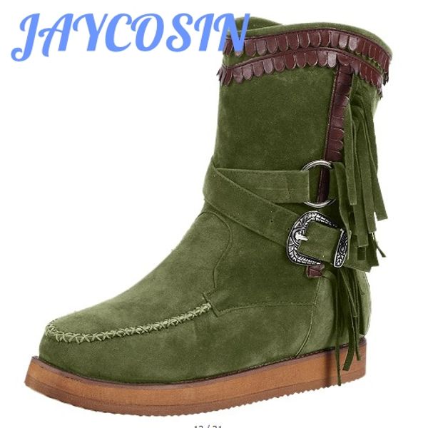 jaycosin shoes winter women boots fringe buckle high boots for women flats heel slip-on zapatos de mujer, Black
jaycosin shoes winter women boots fringe buckle high boots for women flats heel slip-on zapatos de mujer, Black