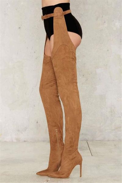 fashion women suede leather belted overknee pants boots thin high heel brown shoes women pointed toe thigh high long boots, Black
fashion women suede leather belted overknee pants boots thin high heel brown shoes women pointed toe thigh high long boots, Black