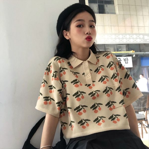 knitted short-sleeved t-shirt women's summer clothes 2020 academic style shorts and shorts loose all-match polo collar short top, White
knitted short-sleeved t-shirt women's summer clothes 2020 academic style shorts and shorts loose all-match polo collar short top, White