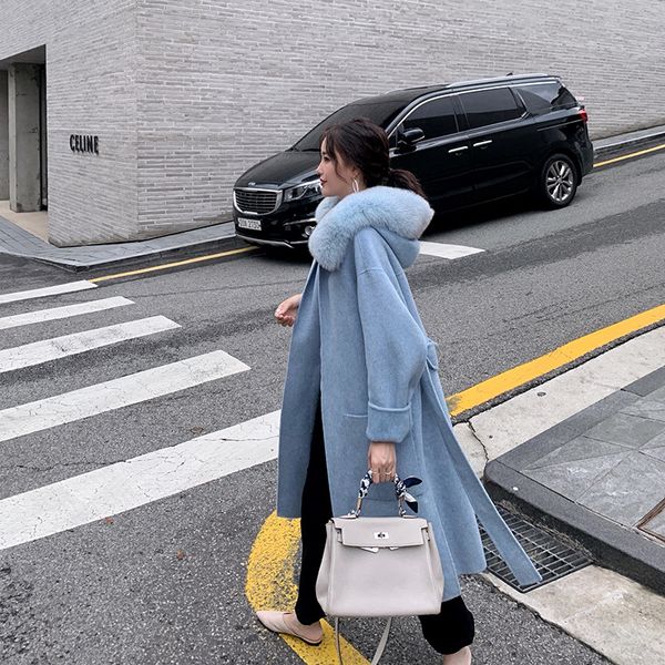 coat women winter 2020 new high-quality double-sided wool coat oversized fur hooded korean loose belt wool women, Black
coat women winter 2020 new high-quality double-sided wool coat oversized fur hooded korean loose belt wool women, Black