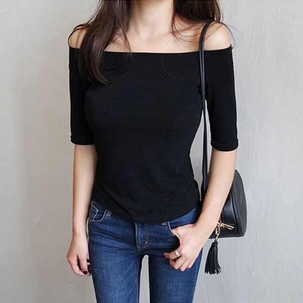 футболка пальто футболка топ женский рукав чистого хлопка сплошной цвет плотный половина рукав тонкий топ секси плечо, White
футболка пальто футболка топ женский рукав чистого хлопка сплошной цвет плотный половина рукав тонкий топ секси плечо, White