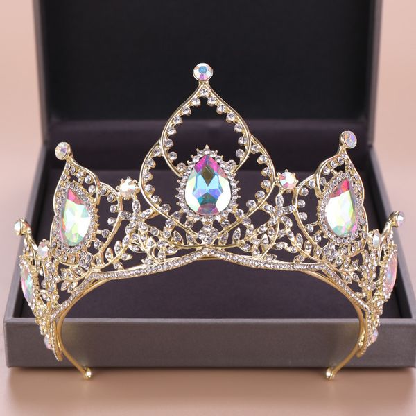 diezi baroque luxury bridal ab crystal crowns tiara bride gold headband wedding diadem queen crown princess hair accessories, Golden;white
diezi baroque luxury bridal ab crystal crowns tiara bride gold headband wedding diadem queen crown princess hair accessories, Golden;white