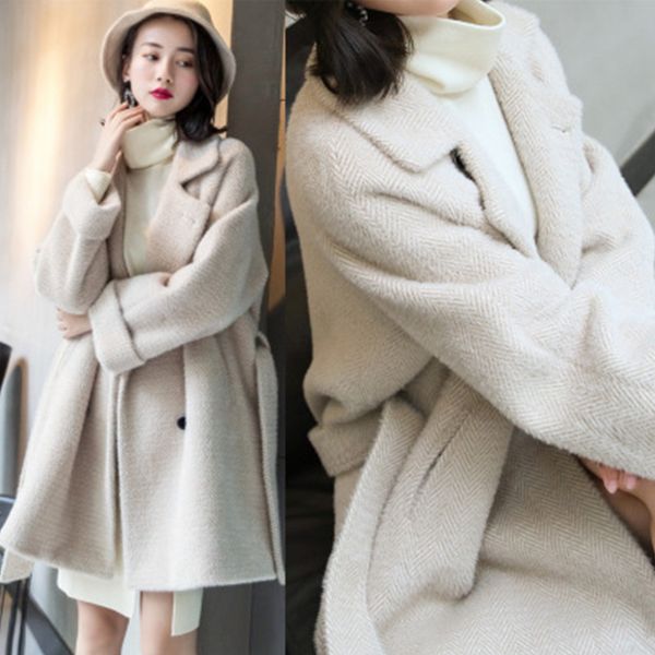 coat women winter 2019 new herringbone korean coat gold mink long loose double-breasted woolen plus size coats, Black
coat women winter 2019 new herringbone korean coat gold mink long loose double-breasted woolen plus size coats, Black
