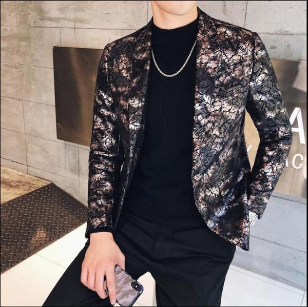 men's suits & blazers autumn and winter british style mens slim suit fashion floral print blazer stage performance casual, White;black
men's suits & blazers autumn and winter british style mens slim suit fashion floral print blazer stage performance casual, White;black