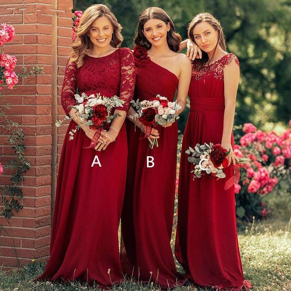 burgundy lace appliqued chiffonbridesmaid dresses a-line plus size formal prom 2020 evening gown long maid of honor dresses, White;pink
burgundy lace appliqued chiffonbridesmaid dresses a-line plus size formal prom 2020 evening gown long maid of honor dresses, White;pink