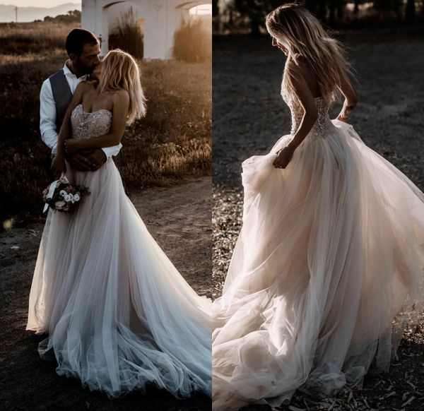 2020 bohemian wedding dresses sweetheart lace beads appliqued boho wedding dress a line custom made sweep train vestidos de novia, White
2020 bohemian wedding dresses sweetheart lace beads appliqued boho wedding dress a line custom made sweep train vestidos de novia, White