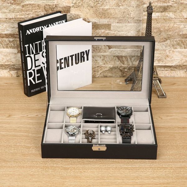 black 30*20*8cm 2 in one 8 grids+3 mixed grids leather watch case storage organizer box luxury jewelry ring display watch boxes, Black;blue
black 30*20*8cm 2 in one 8 grids+3 mixed grids leather watch case storage organizer box luxury jewelry ring display watch boxes, Black;blue