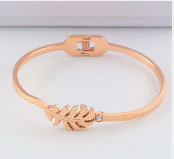 japan and south korea simple fashion leaves single diamond bracelet women's thin titanium steel thin 18k rose gold bracelet, Golden;silver
japan and south korea simple fashion leaves single diamond bracelet women's thin titanium steel thin 18k rose gold bracelet, Golden;silver