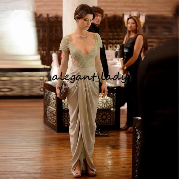 simple chiffon illusion long sleeve prom dresses 2020 cap sleeve v-neck full length pleats vestidos evening wear dress, Black
simple chiffon illusion long sleeve prom dresses 2020 cap sleeve v-neck full length pleats vestidos evening wear dress, Black