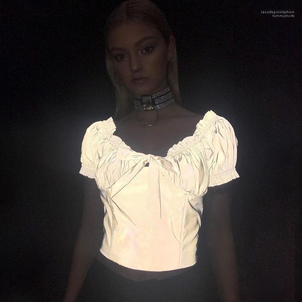 in dark tees short sleeved women summer ins 3m reflective tshirts slash neck cute grey bright, White
in dark tees short sleeved women summer ins 3m reflective tshirts slash neck cute grey bright, White