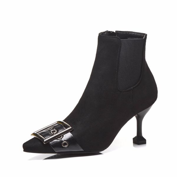 leather belt buckle ankle boots women pointed toe high heels martin boots 42 43 plus size autumn winter booties s361, Black
leather belt buckle ankle boots women pointed toe high heels martin boots 42 43 plus size autumn winter booties s361, Black