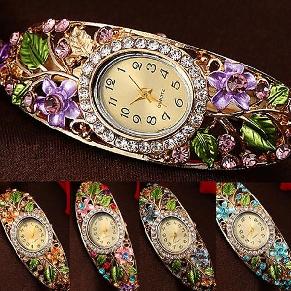 vintage women watch lady clock crystal colored flower bangle bracelet watch analog quartz openwork diamond reloj mujer, Slivery;brown
vintage women watch lady clock crystal colored flower bangle bracelet watch analog quartz openwork diamond reloj mujer, Slivery;brown