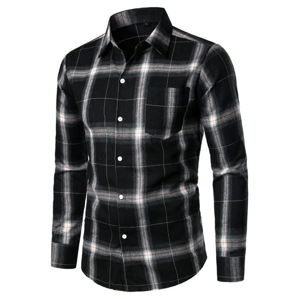 mens casual shirts lapel neck long sleeve plaid print homme loose clothing autumn spring apparel, White;black
mens casual shirts lapel neck long sleeve plaid print homme loose clothing autumn spring apparel, White;black
